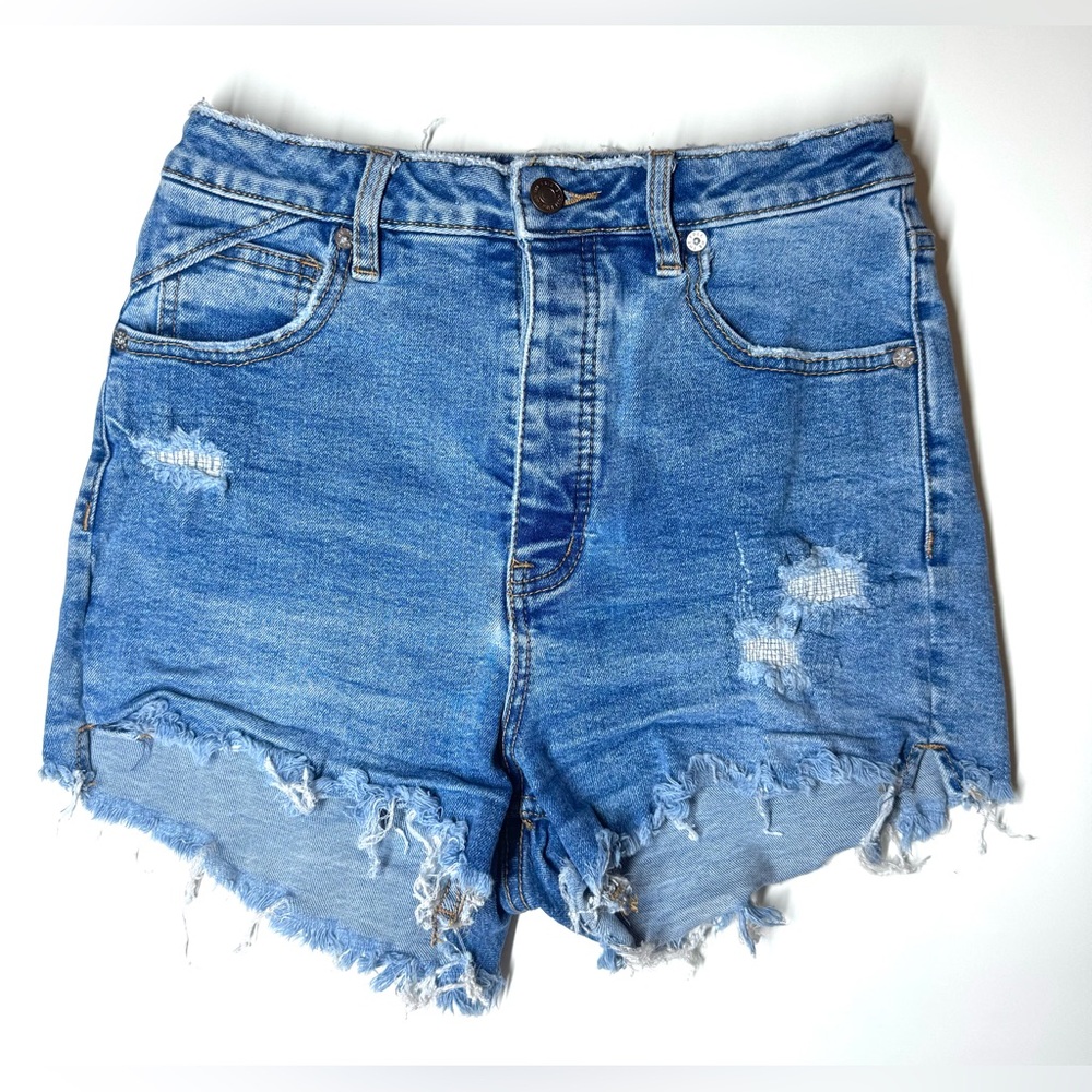 We The Free Blue Distressed Jean Shorts